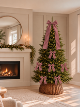 Load image into Gallery viewer, Luxury Handmade Velvet Christmas Tree Bow Topper: Dusty Pink Clip-on Bows
