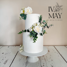 Load image into Gallery viewer, Cream Rose Cake Flowers: Silk Wedding Cake Garland
