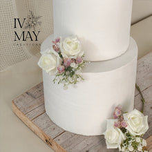 Load image into Gallery viewer, FULL SET Wedding Christening Cake Flower Arrangement Topper &amp; Decorations Roses - ivory blush pink
