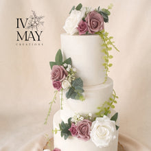 Load image into Gallery viewer, FULL SET Wedding Christening Cake Flower Arrangement Topper &amp; Decorations  foam Roses
