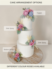 Load image into Gallery viewer, Dusty Blue Rose Cake Topper Set: Wedding Christening Decorations
