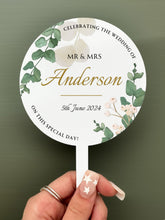 Load image into Gallery viewer, Personalised Printed Wedding Day Cake Topper - Eucalyptus Gold
