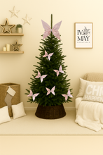Load image into Gallery viewer, Handmade - Large Velvet Christmas Tree Bow Topper - Christmas tree butterfly - Blush Pink

