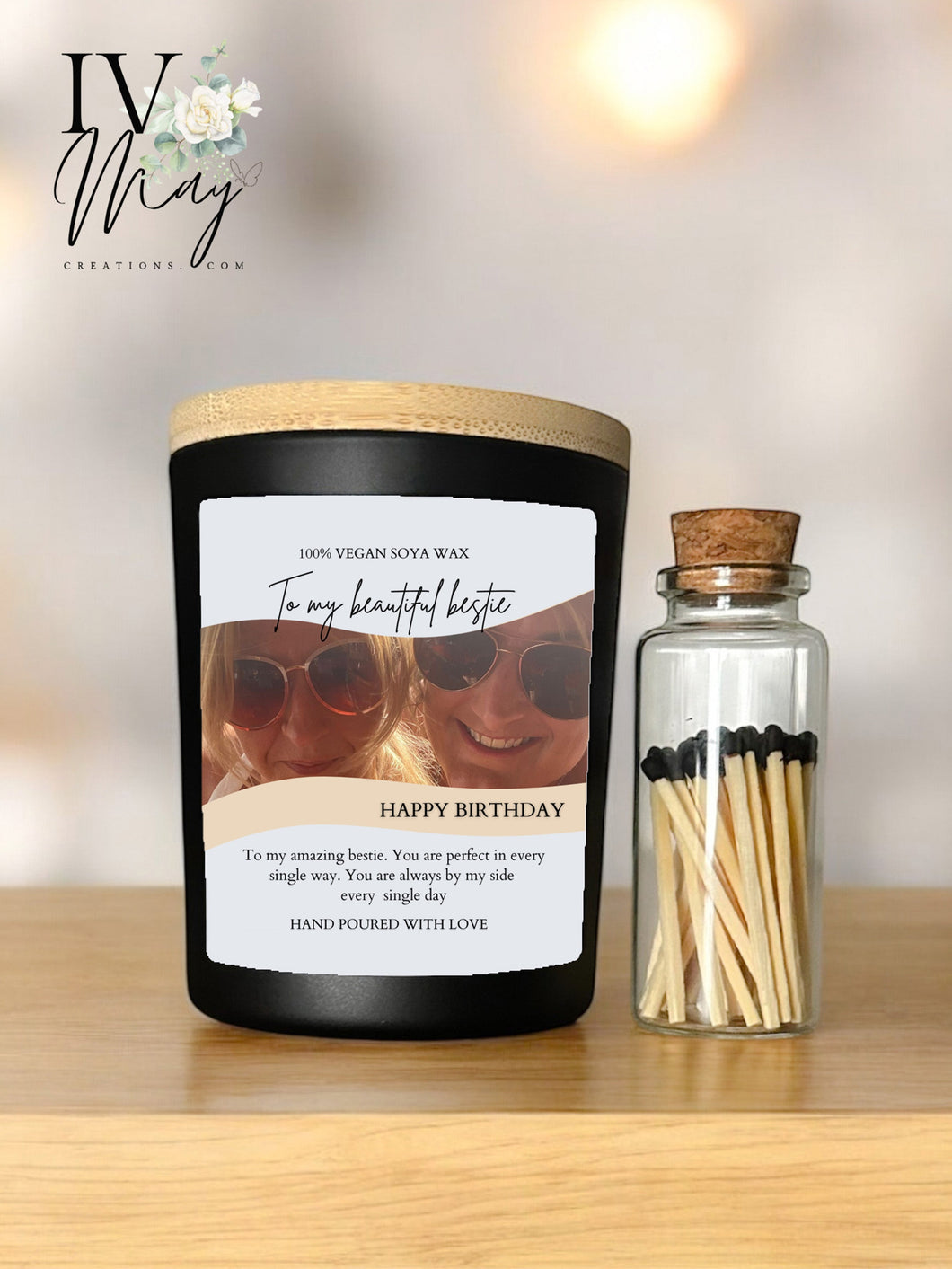 Personalised Photo BEST FRIEND soy wax vegan candle Gift Set / Christmas gift for friend mum dad grandma colleague