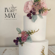 Load image into Gallery viewer, FULL SET Wedding Christening Cake Flower Arrangement Topper &amp; Decorations Roses - ivory blush pink
