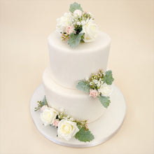 Load image into Gallery viewer, Foam Rose Cake Topper: Blush &amp; Pale Blue Gypsophila
