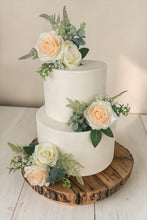 Load image into Gallery viewer, FULL SET cake decoration flower floral arrangement peach ivory silk roses topper
