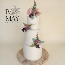 Load image into Gallery viewer, FULL SET Wedding Christening Cake Flower Arrangement Topper &amp; Decorations Roses - ivory blush pink
