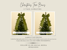 Load image into Gallery viewer, Luxury Handmade Velvet Christmas Tree Bow Topper: Olive Green Clip-On Decor
