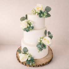 Load image into Gallery viewer, FULL SET Wedding Christening Cake Flower Arrangement Topper &amp; Decorations Roses - Silk Rose - ivory
