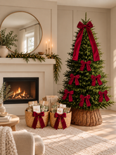Load image into Gallery viewer, Luxury Handmade Velvet Christmas Tree Bow Topper: Burgundy Red Clip-On Bows
