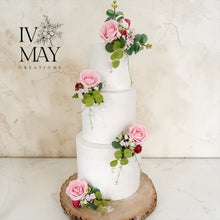 Load image into Gallery viewer, Blush pink &amp; Hot Pink Wedding christening cake flower arrangement topper foam roses more colours available
