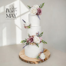 Load image into Gallery viewer, Foam Rose Cake Topper Set: Dusty Pink, Blush, Cream, and Purple
