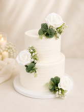Load image into Gallery viewer, White Foam Rose Cake Flowers: Wedding, Christening, Birthday Cake Topper
