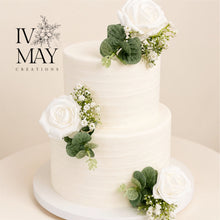 Load image into Gallery viewer, White Foam Rose Cake Flowers: Wedding, Christening, Birthday Cake Topper
