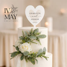 Load image into Gallery viewer, Personalized Wedding Cake Topper - Cream Silk Rose Garland
