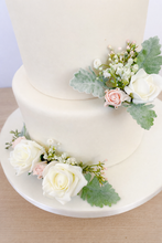 Load image into Gallery viewer, Foam Rose Cake Topper: Blush &amp; Pale Blue Gypsophila
