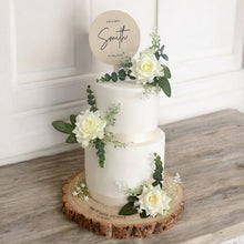 Load image into Gallery viewer, Artificial Cream Rose Cake Flowers: Eucalyptus Wedding Decoration Set
