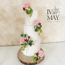 Load image into Gallery viewer, Blush pink &amp; Hot Pink Wedding christening cake flower arrangement topper foam roses more colours available

