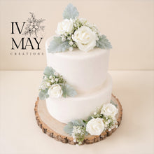 Load image into Gallery viewer, FULL SET gypsophila and dusty miller leaf cake topper wedding decorations floral arrangement
