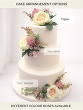 Load image into Gallery viewer, FULL SET cake flower floral cake decoration topper wedding or christening peach and pink tones
