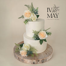 Load image into Gallery viewer, FULL SET cake decoration flower floral arrangement peach ivory silk roses topper
