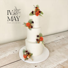 Load image into Gallery viewer, Burnt Orange Rose Cake Topper: Wedding Christening Flower Arrangement

