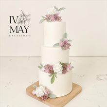 Load image into Gallery viewer, FULL SET Wedding Christening Cake Flower Arrangement Topper &amp; Decorations Roses - Dusty Pink - Blush Pink
