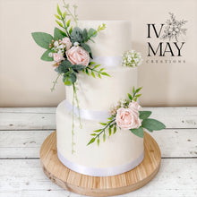 Load image into Gallery viewer, Blush pink Wedding christening cake flower arrangement topper foam roses more colours available
