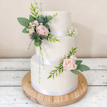 Load image into Gallery viewer, Blush pink Wedding christening cake flower arrangement topper foam roses more colours available
