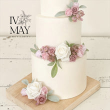 Load image into Gallery viewer, FULL SET Wedding Christening Cake Flower Arrangement Topper &amp; Decorations Roses - Dusty Pink - Blush Pink
