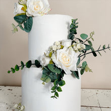 Load image into Gallery viewer, Cream Rose Cake Flowers: Silk Wedding Cake Garland
