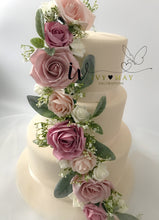 Load image into Gallery viewer, Wedding Christening Cake Flower Arrangement Topper &amp;  Garland Trim Decorations Roses
