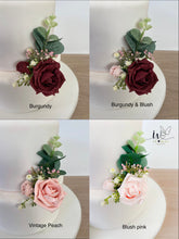 Load image into Gallery viewer, Blush pink Wedding christening cake flower arrangement topper mini eucalyptus roses more colours available
