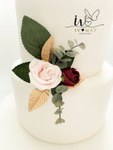 Load image into Gallery viewer, Blush Pink &amp; Burgundy Rose Cake Flower Spray: Wedding Cake Decoration
