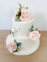 Load image into Gallery viewer, Blush Pink Foam Rose Cake Flowers: Wedding Cake Topper
