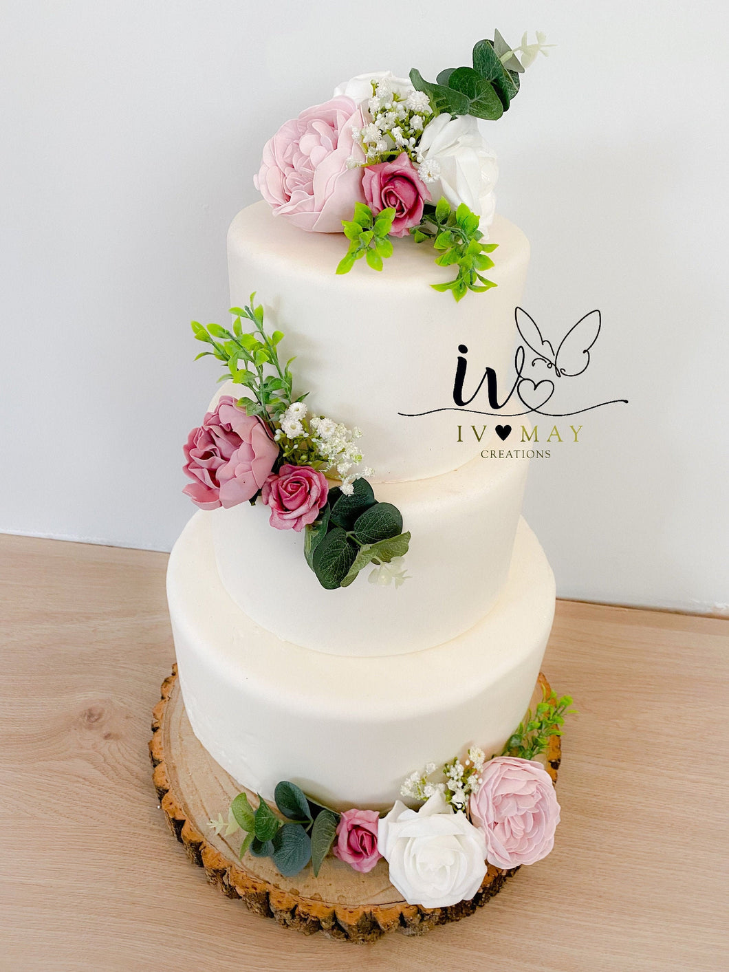 FULL SET Wedding Christening Cake Flower Arrangement Topper & Decorations Roses