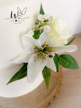 Load image into Gallery viewer, FULL SET Wedding Christening Cake Flower Arrangement Topper &amp; Decorations Roses - Silk - Real Touch Lillie
