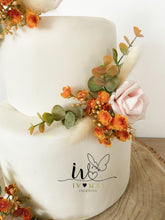Load image into Gallery viewer, FULL SET cake decoration flower floral arrangement Blush Pink Burnt Orange roses topper
