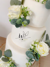 Load image into Gallery viewer, FULL SET Wedding Christening Cake Flower Arrangement Topper &amp; Decorations Roses - Silk Rose - ivory
