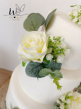 Load image into Gallery viewer, FULL SET Wedding Christening Cake Flower Arrangement Topper &amp; Decorations Roses - Silk Rose - ivory

