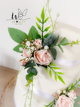 Load image into Gallery viewer, Blush pink Wedding christening cake flower arrangement topper foam roses more colours available
