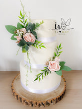 Load image into Gallery viewer, Blush pink Wedding christening cake flower arrangement topper foam roses more colours available
