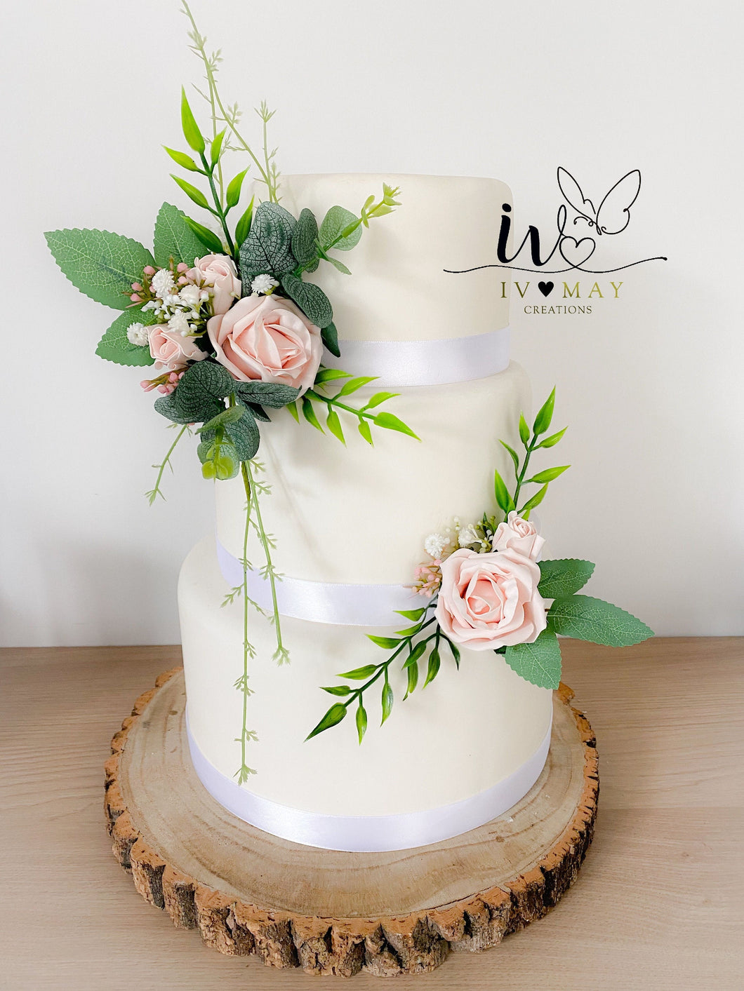 Blush pink Wedding christening cake flower arrangement topper foam roses more colours available