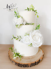 Load image into Gallery viewer, FULL SET Wedding Christening Cake Flower Arrangement Topper &amp; Decorations Roses - White - Blush Pink
