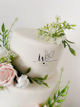 Load image into Gallery viewer, FULL SET Wedding Christening Cake Flower Arrangement Topper &amp; Decorations Roses - White - Blush Pink

