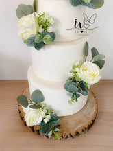 Load image into Gallery viewer, FULL SET Wedding Christening Cake Flower Arrangement Topper &amp; Decorations Roses - Silk Rose - ivory
