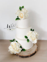 Load image into Gallery viewer, Ivory Silk Rose Cake Flowers: Wedding Cake Topper
