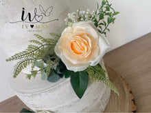 Load image into Gallery viewer, FULL SET cake decoration flower floral arrangement peach ivory silk roses topper
