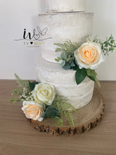 Load image into Gallery viewer, FULL SET cake decoration flower floral arrangement peach ivory silk roses topper
